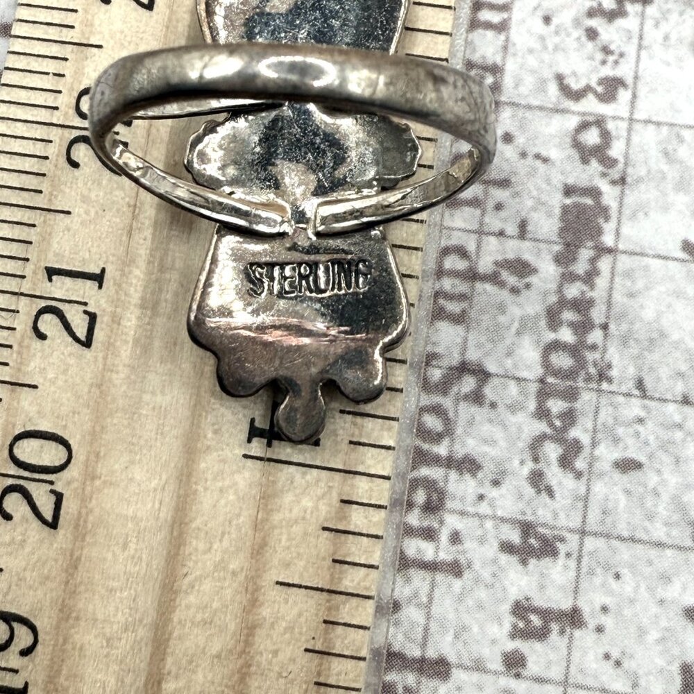 SOLD OUT Vintage Old Pawn Sterling Silver Turquoise Artisan Ring - Picture 8 of 15